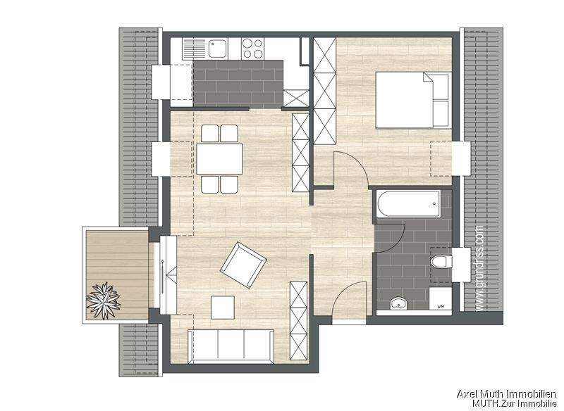 Etagenwohnung Eppingen - 2 Zimmer, 55 m&sup2;, 160.000&euro; | Angebot:25660547