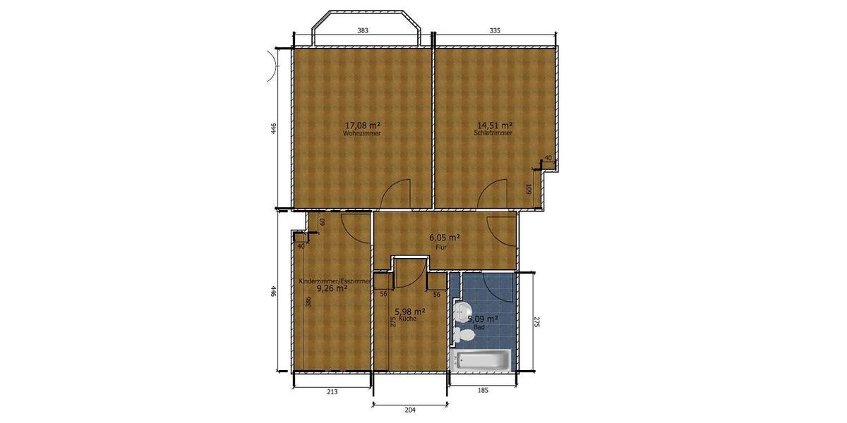 Etagenwohnung Gröditz - 3 Zimmer, 59 m&sup2;, 326&euro; | Angebot:26180437