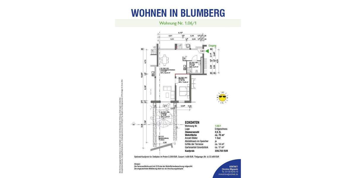 Etagenwohnung Blumberg - 2 Zimmer, 75 m&sup2;, 228.750&euro; | Angebot:26499645