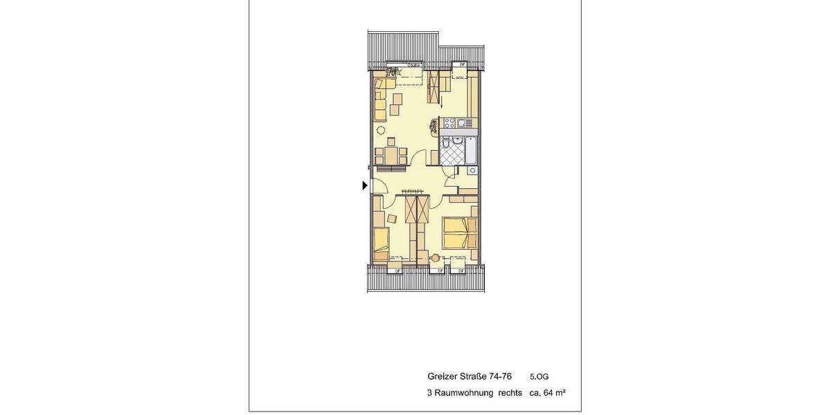 Etagenwohnung Gera Innenstadt - 3 Zimmer, 64 m&sup2;, 355&euro; | Angebot:26902624