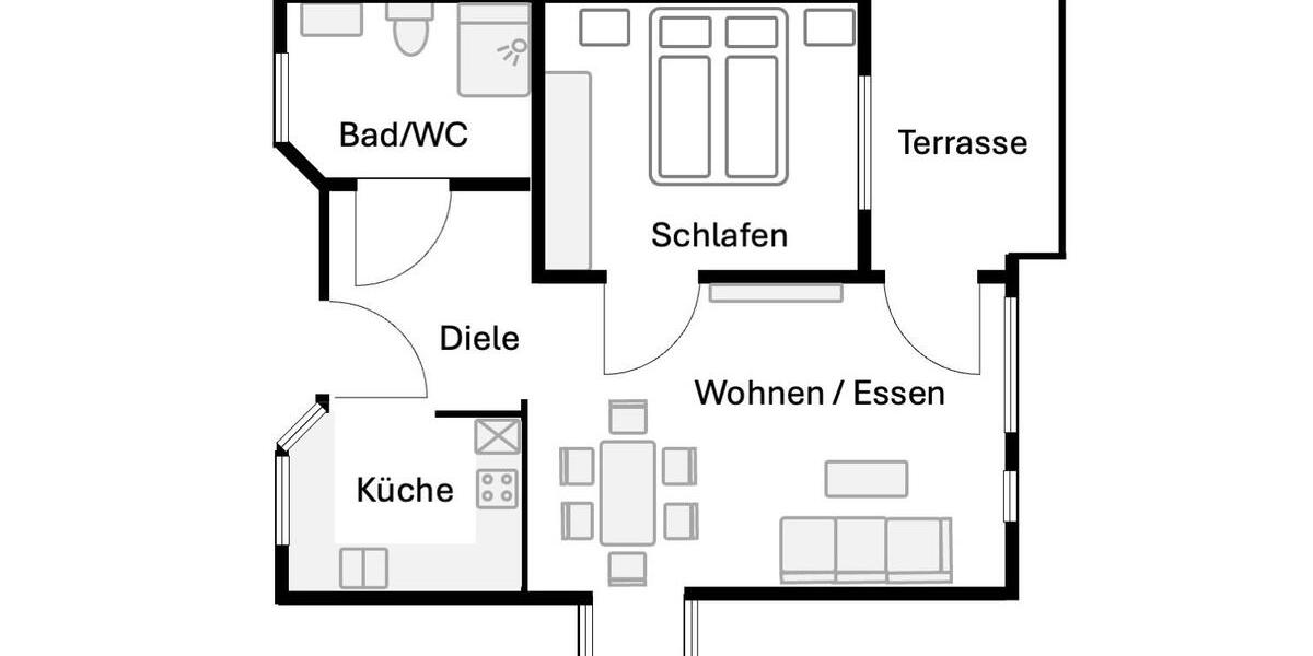 Terrassenwohnung Gerstetten - 2 Zimmer, 55 m&sup2;, 179.000&euro; | Angebot:26422435