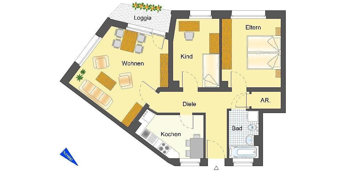Etagenwohnung Lüdenscheid - 3 Zimmer, 72 m&sup2;, 432&euro; | Angebot:26405890