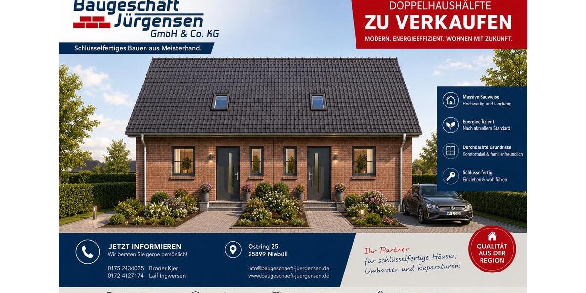 Doppelhaushälfte Niebüll - 4 Zimmer, 115 m&sup2;, 375.000&euro; | Angebot:27056392