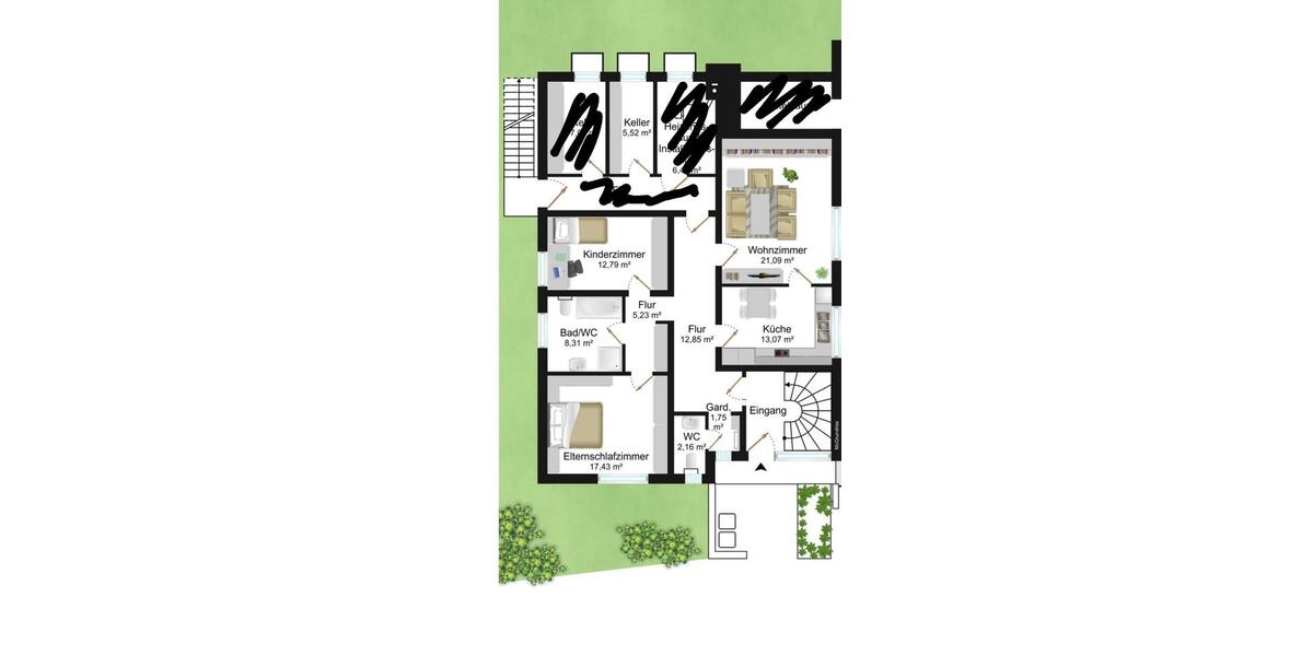 Erdgeschoßwohnung Hüttenberg - 3 Zimmer, 94 m&sup2;, 1.300&euro; | Angebot:26152114
