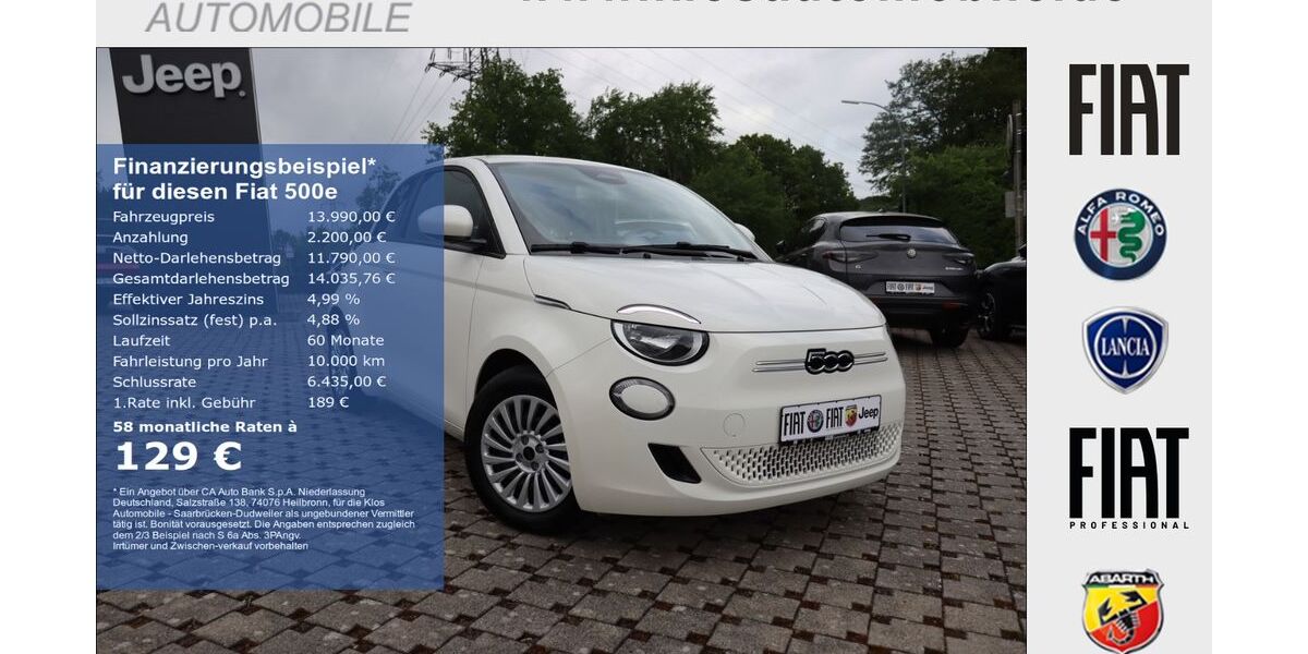 Fiat 500e 20.620 km 13.990 &euro; Saarbrücken - Dudweiler 66125
