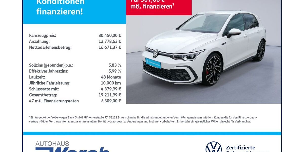 VW Golf 67.693 km 29.889 &euro; Südharz 06536