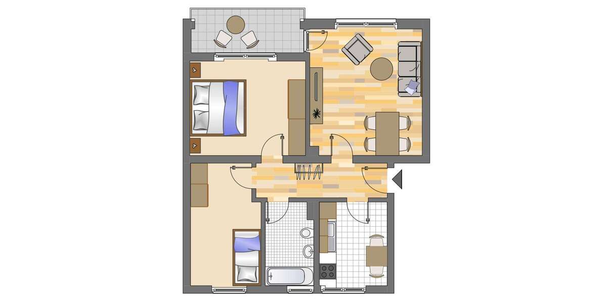 Etagenwohnung Gelsenkirchen Hassel - 3 Zimmer, 63 m&sup2;, 439&euro; | Angebot:26845079