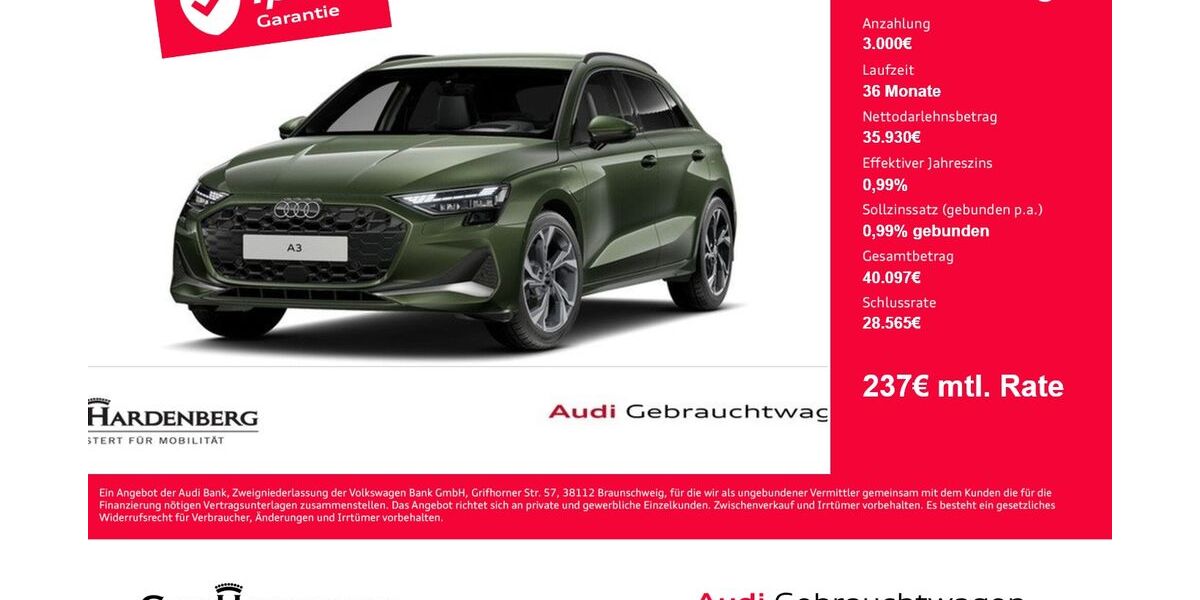Audi A3 8.100 km 37.990 &euro; Aach 78267