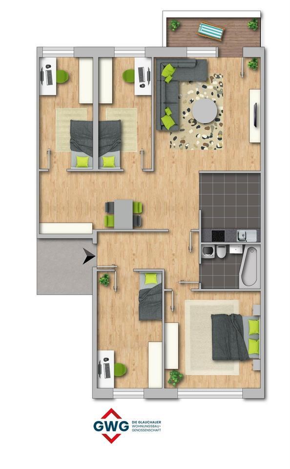 Schicke 5 - Raumwohnung mit Balkon in der Sachsenallee 92 zu vermieten! zimmer