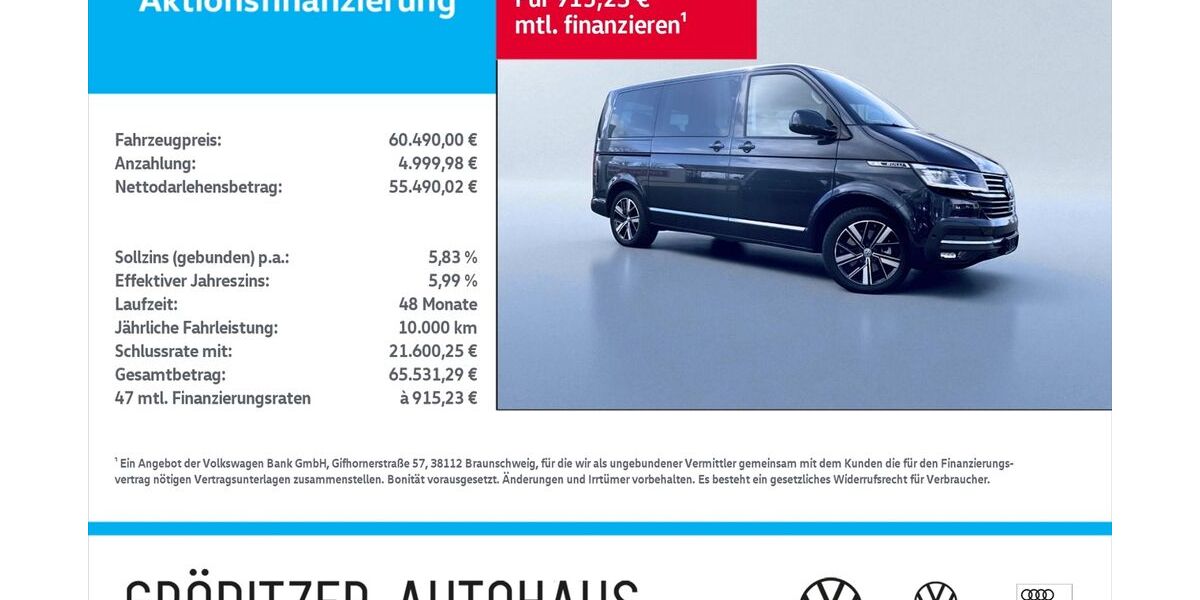 VW T6 Multivan 45.000 km 59.489 &euro; Gröditz 01609