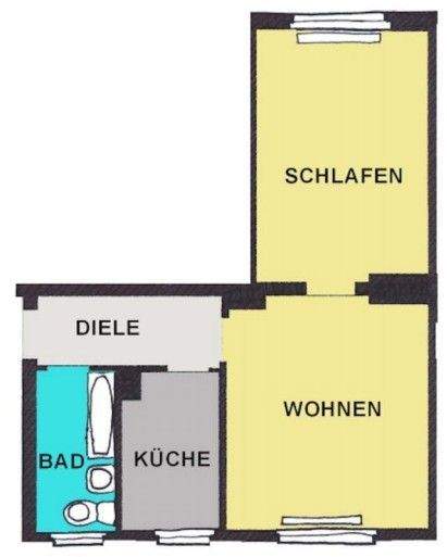 Etagenwohnung Wuppertal Elberfeld - 2 Zimmer, 48 m&sup2;, 390&euro; | Angebot:24635669