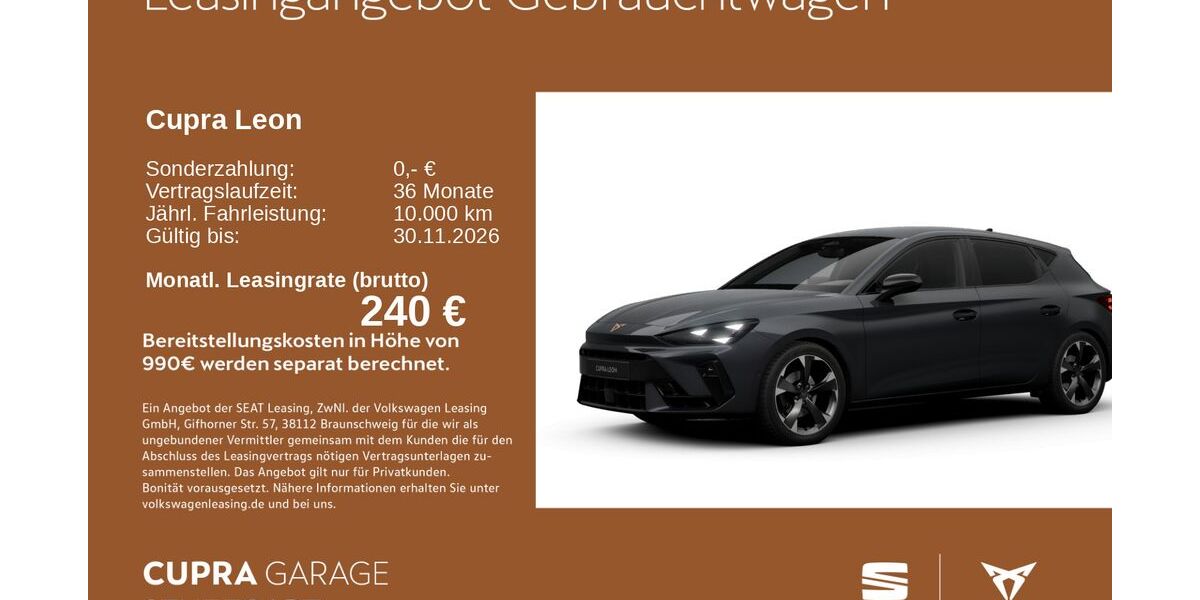 Cupra Leon 24.498 km 27.930 &euro; Stuttgart-Feuerbach 70469