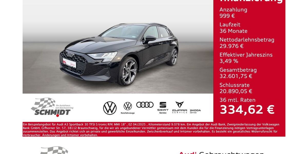 Audi A3 9.078 km 29.975 &euro; Bernsdorf 09337