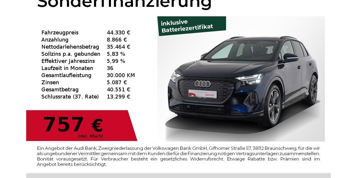 Audi Q4 e-tron 7.355 km 44.330 &euro; Nürnberg 90441