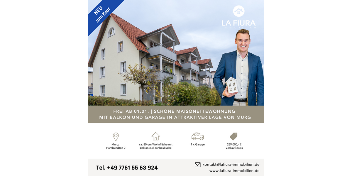 Etagenwohnung Murg - 2 Zimmer, 80 m&sup2;, 269.000&euro; | Angebot:23410984