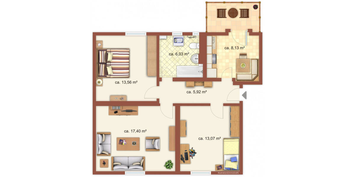 Etagenwohnung Bad Dürrenberg - 3 Zimmer, 66 m&sup2;, 500&euro; | Angebot:26358588