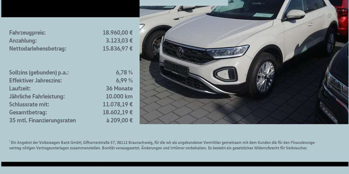 VW T-Roc 33.721 km 18.959 &euro; Schwarzenfeld 92521