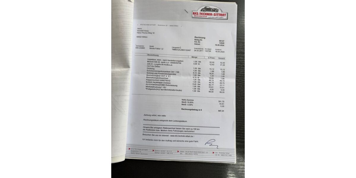 Skoda Fabia 143.500 km 2.990 &euro; Dortmund 44379