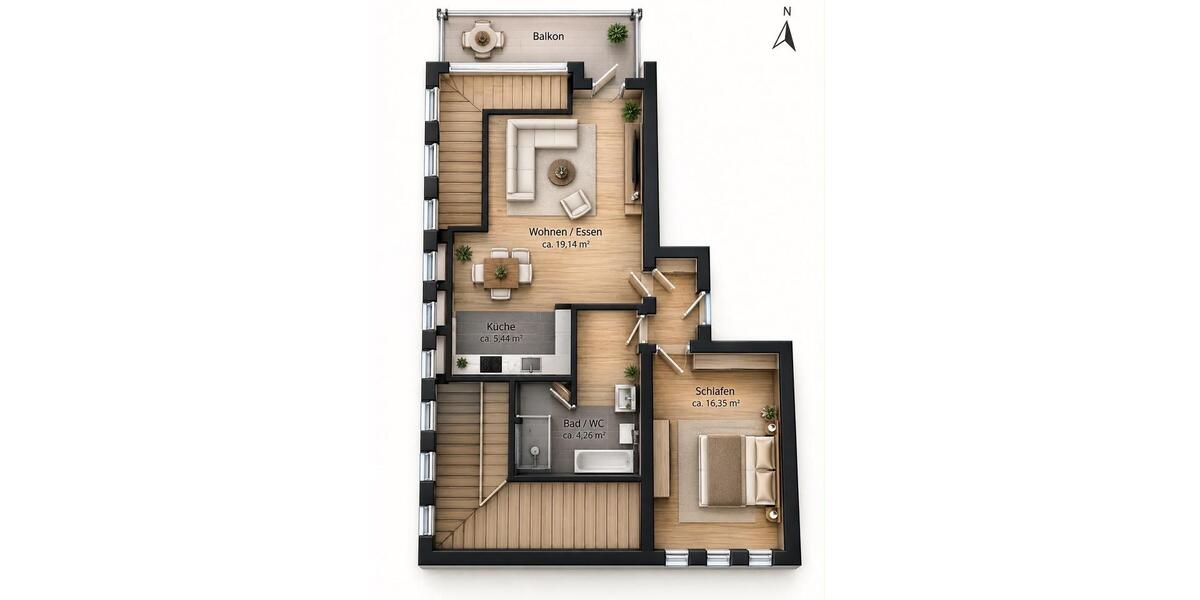 Dachgeschoßwohnung Iserlohn - 2 Zimmer, 67 m&sup2;, 169.000&euro; | Angebot:27627658