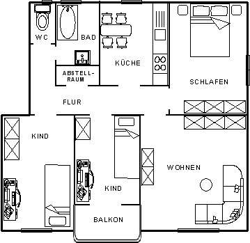 Etagenwohnung Waldsassen - 4 Zimmer, 88 m&sup2;, 448&euro; | Angebot:25373698