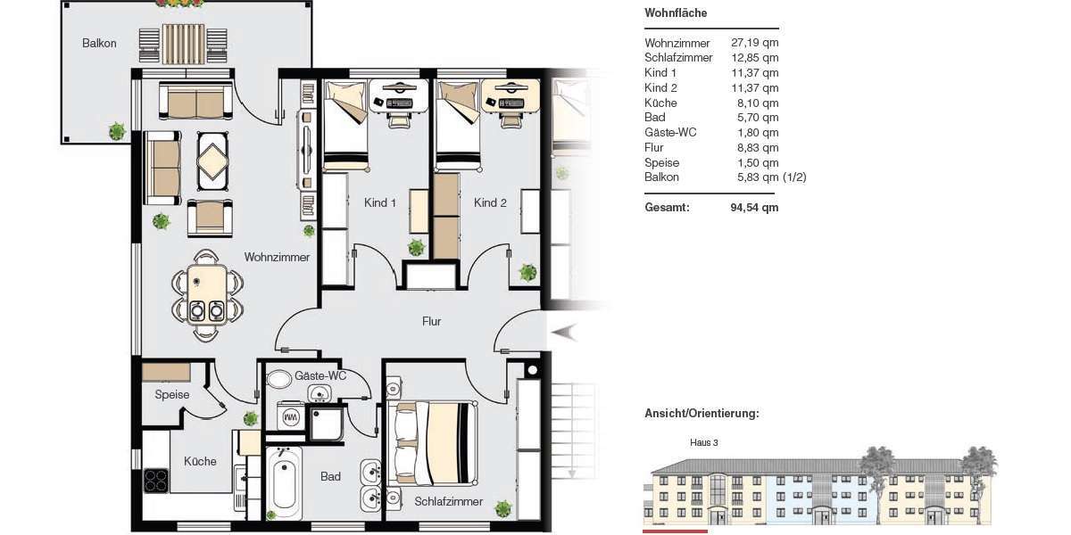 Etagenwohnung Mindelheim - 4 Zimmer, 95 m&sup2;, 995&euro; | Angebot:24983294