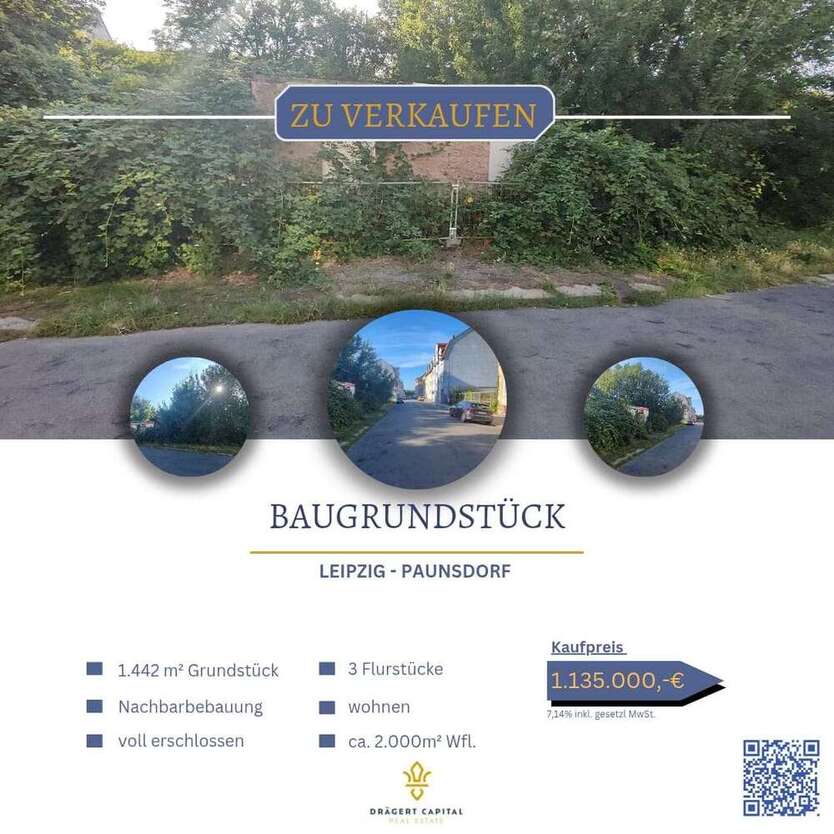 Grundstück zu verkaufen in Leipzig 1.135.000 € 1442 m²