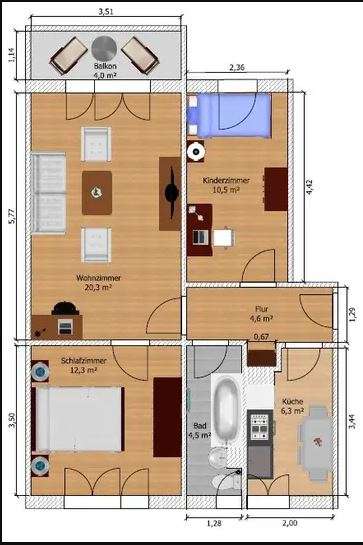 Etagenwohnung Reichenbach - 3 Zimmer, 60 m&sup2;, 340&euro; | Angebot:15683526