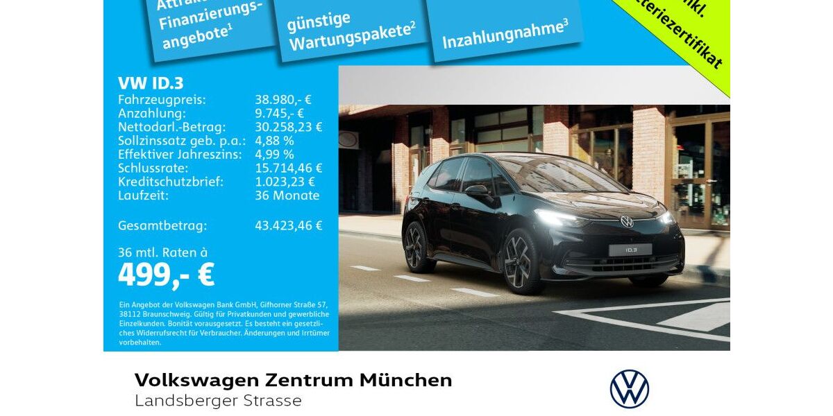 VW ID.3 3.000 km 38.980 &euro; München 80687