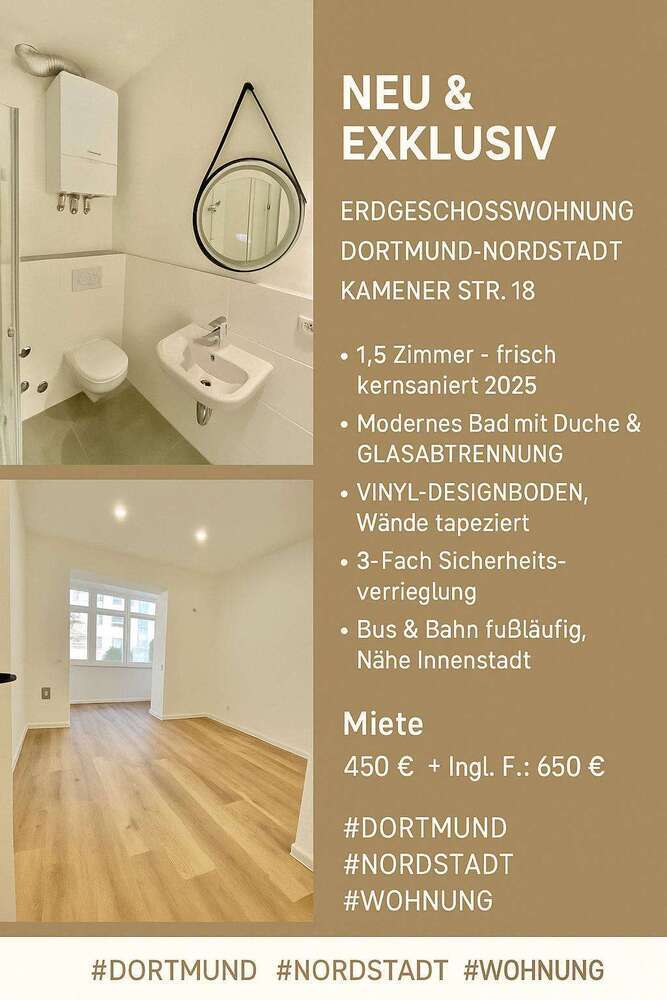 Wohnung zum Mieten in Dortmund 450 € 45 m²