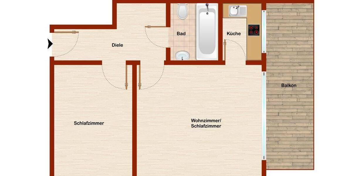 Etagenwohnung Borkum - 2 Zimmer, 42 m&sup2;, 295.000&euro; | Angebot:25969350