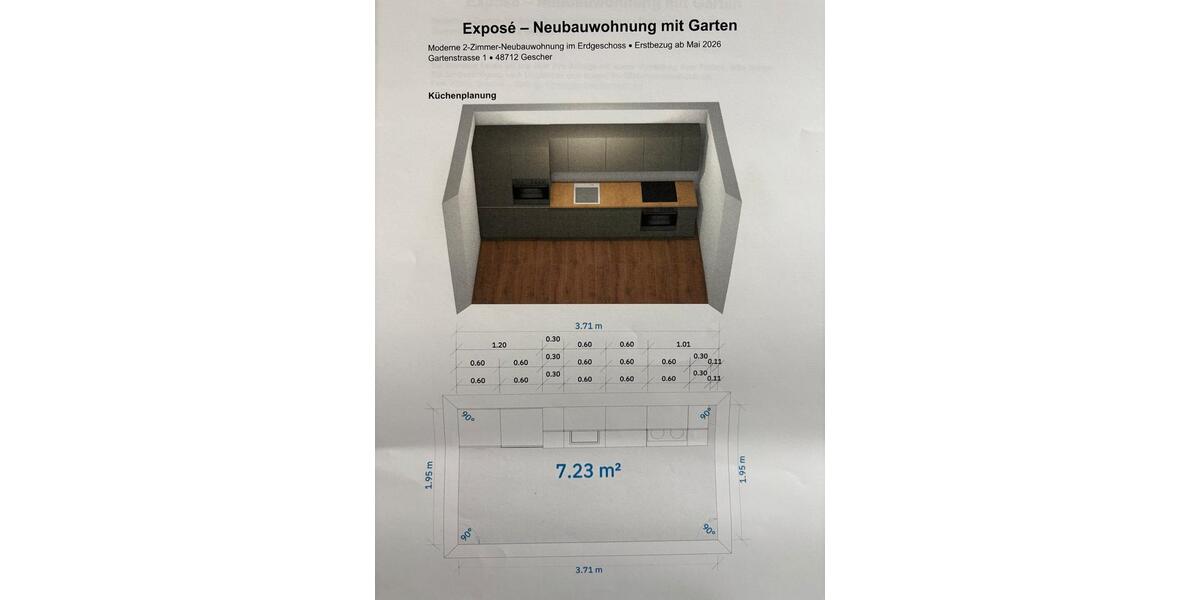 Erdgeschoßwohnung Gescher - 2 Zimmer, 60 m&sup2;, 850&euro; | Angebot:24237215