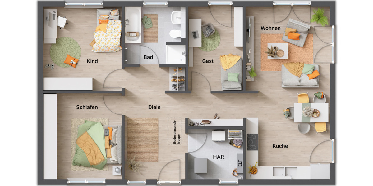 Bungalow Krauthausen Pferdsdorf-Spichra - 5 Zimmer, 102 m&sup2;, 293.790&euro; | Angebot:26065591