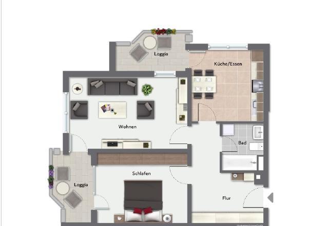 Etagenwohnung Trier Kürenz - 2 Zimmer, 68 m&sup2;, 215.000&euro; | Angebot:26380070