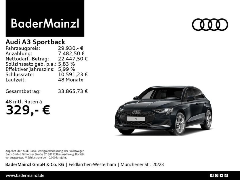 Audi A3 17.800 km 29.930 € Feldkirchen/Westerham 83620