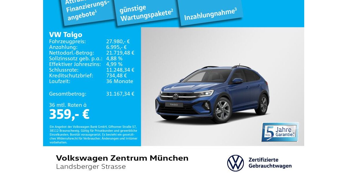 VW Taigo 7.244 km 27.980 &euro; München 80687