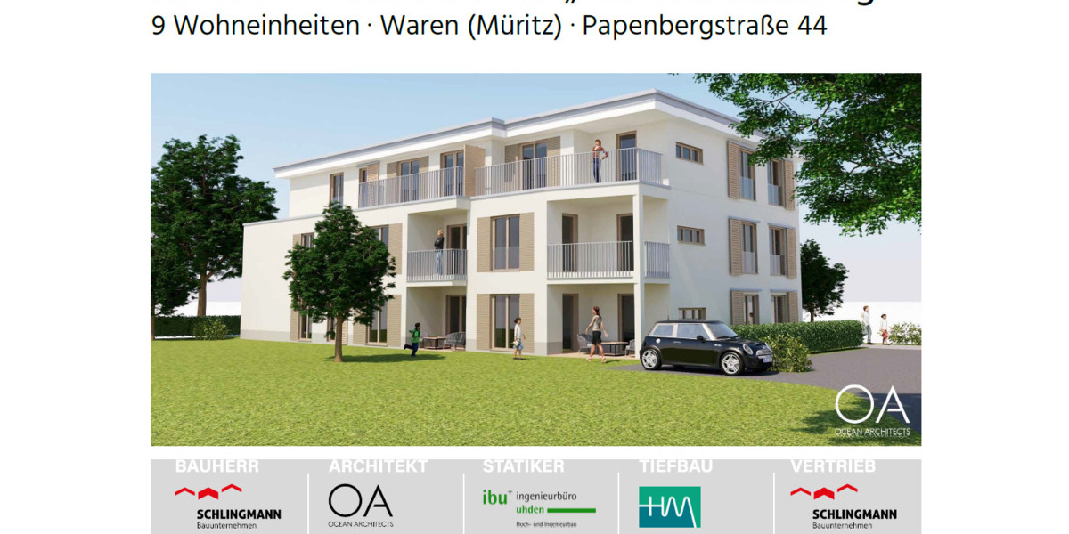 Eigentumswohnungen in den Wohngärten Bleicherstieg Waren (Müritz) - Wohnung 3 - Erdgeschoss 3 zimmer