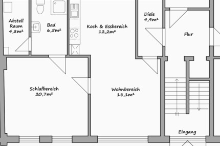 2-Zimmer-Wohnung [67m²] in ruhiger und sehr zentraler Lage 2 zimmer