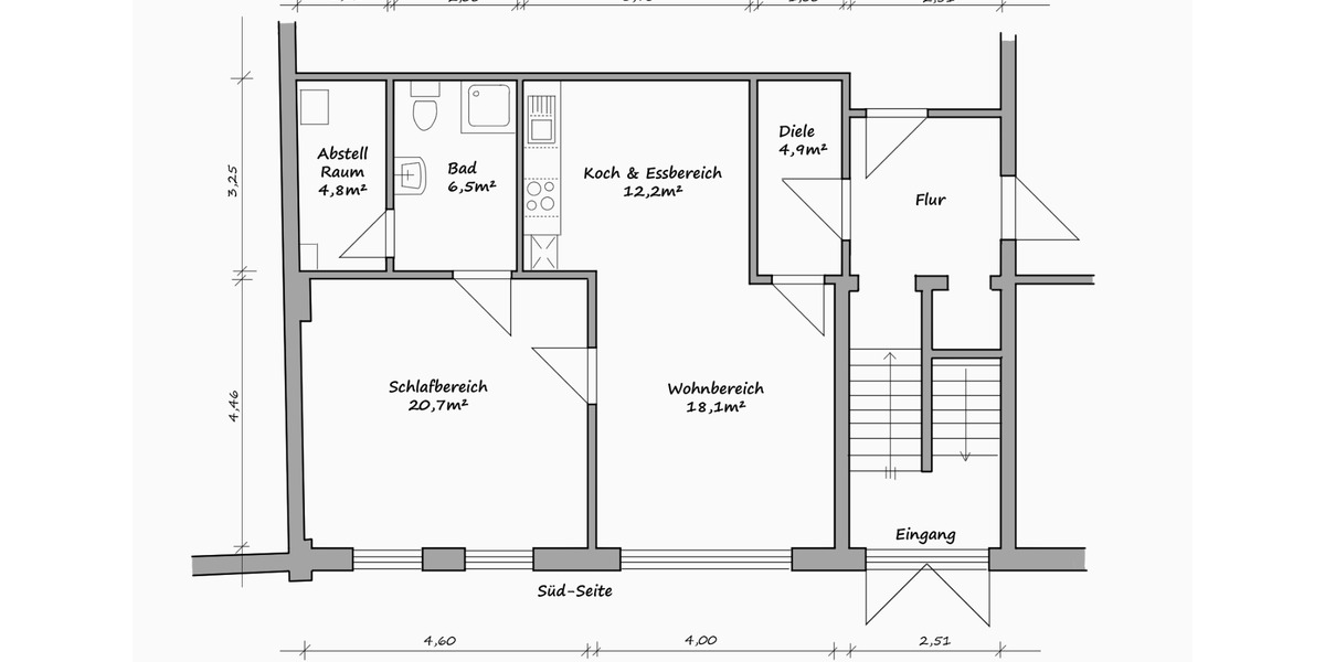 2-Zimmer-Wohnung [67m²] in ruhiger und sehr zentraler Lage 2 zimmer