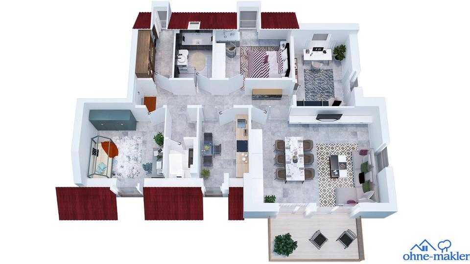 Etagenwohnung Sassenburg - 4 Zimmer, 111 m&sup2;, 1.115&euro; | Angebot:25384455