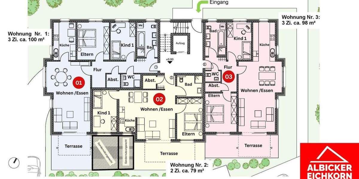 Etagenwohnung Küssaberg Kadelburg - 3 Zimmer, 79 m&sup2;, 349.000&euro; | Angebot:25777076