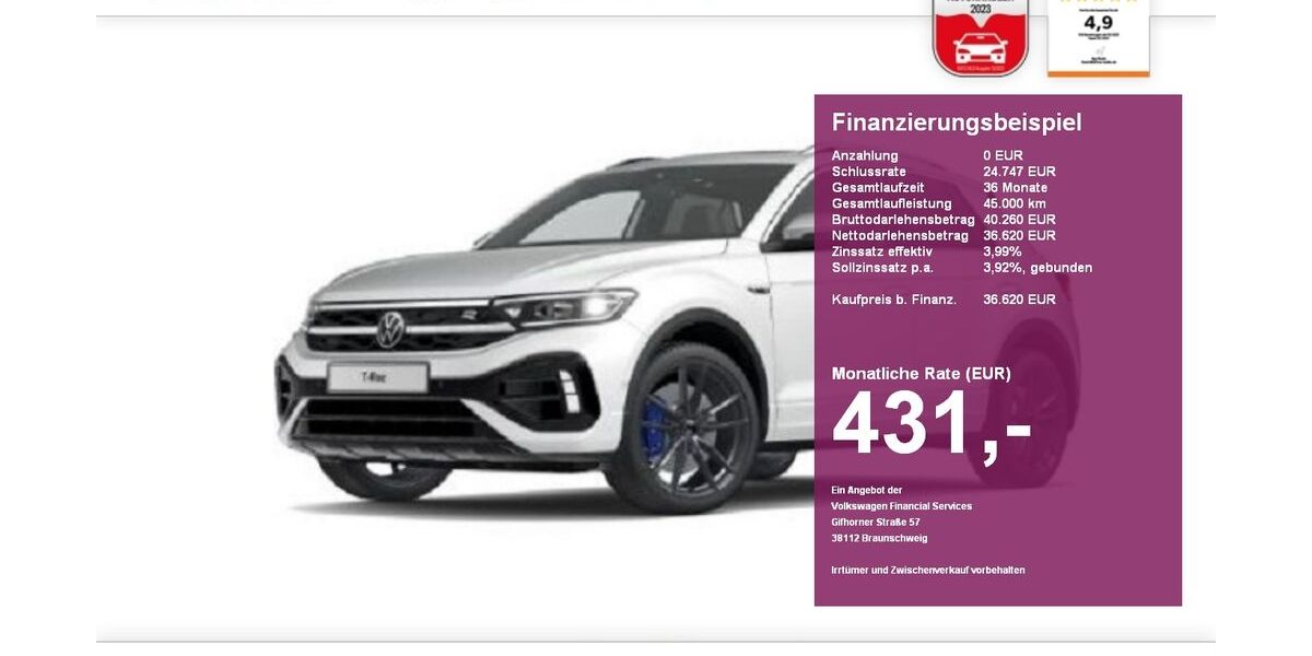 VW T-Roc 22.300 km 36.620 &euro; Albbruck 79774