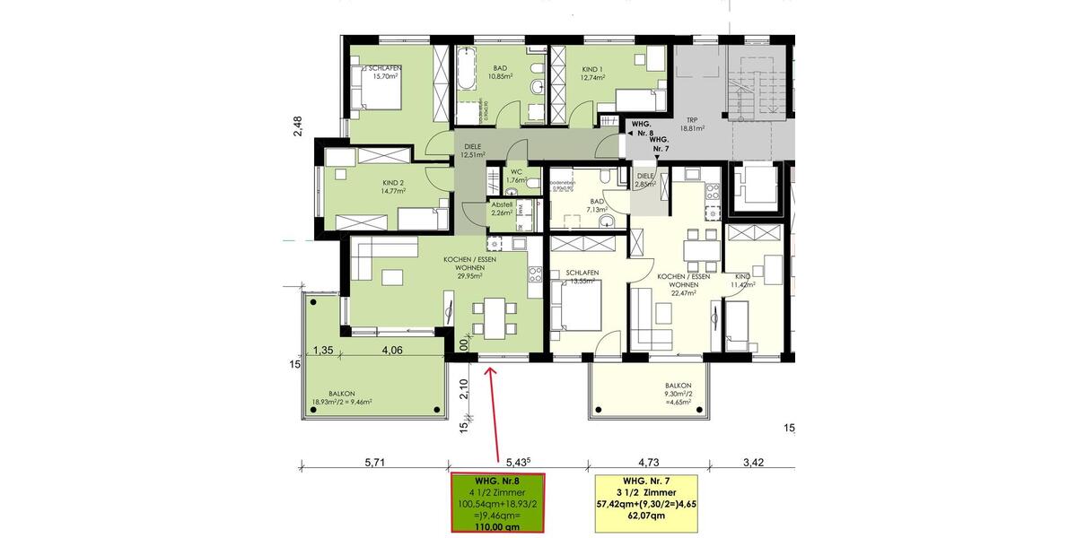 Etagenwohnung Radolfzell am Bodensee - 4 Zimmer, 110 m&sup2;, 550.000&euro; | Angebot:26690477