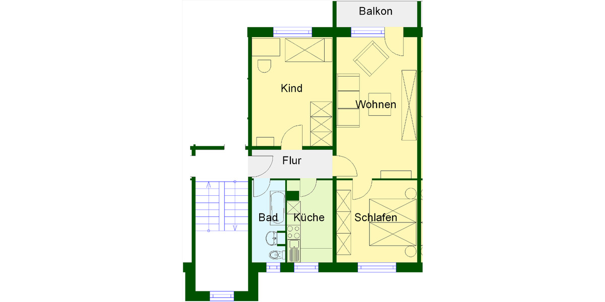 Etagenwohnung Wernigerode - 3 Zimmer, 66 m&sup2;, 448&euro; | Angebot:22082464
