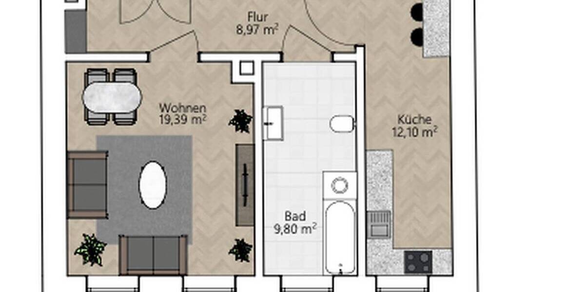 Etagenwohnung Leipzig Connewitz - 2 Zimmer, 53 m&sup2;, 179.500&euro; | Angebot:26331144