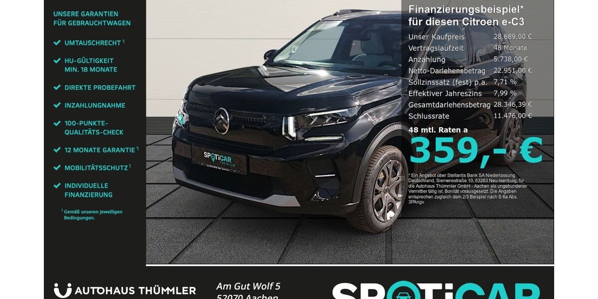 Citroen ë-C3 3.990 km 28.490 € Aachen 52070