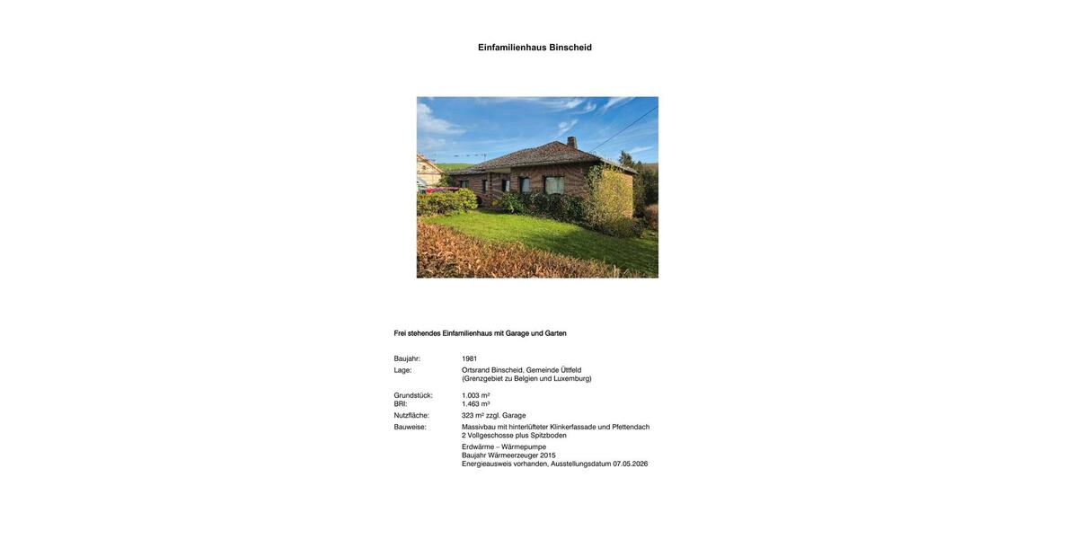 Einfamilienhaus Üttfeld - 8 Zimmer, 250 m&sup2;, 350.000&euro; | Angebot:26626391