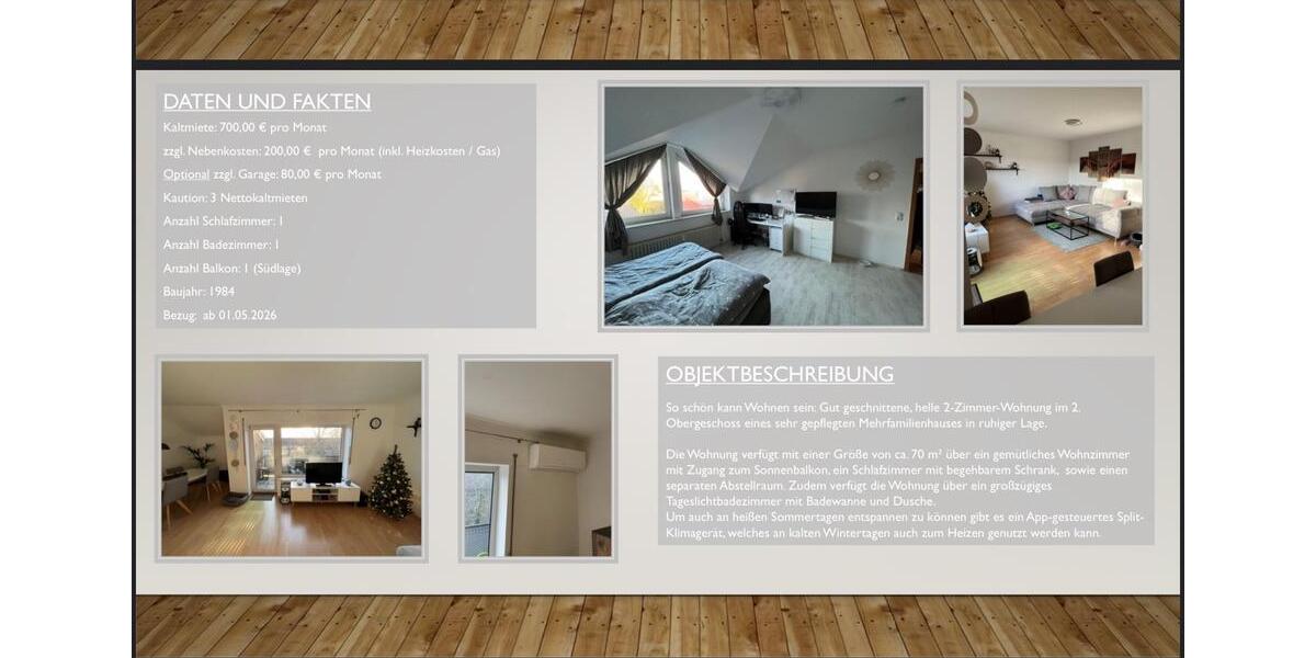 Etagenwohnung Erkelenz - 2 Zimmer, 70 m&sup2;, 900&euro; | Angebot:24817284