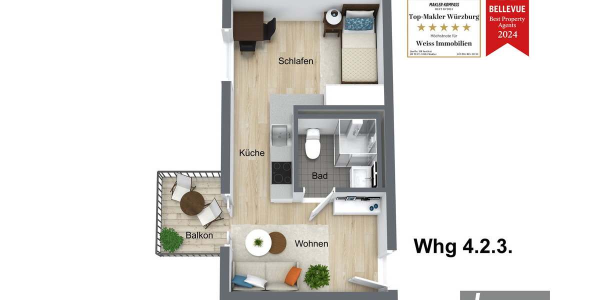 Etagenwohnung Hilpoltstein - 1 Zimmer, 31 m&sup2;, 172.010&euro; | Angebot:25745954