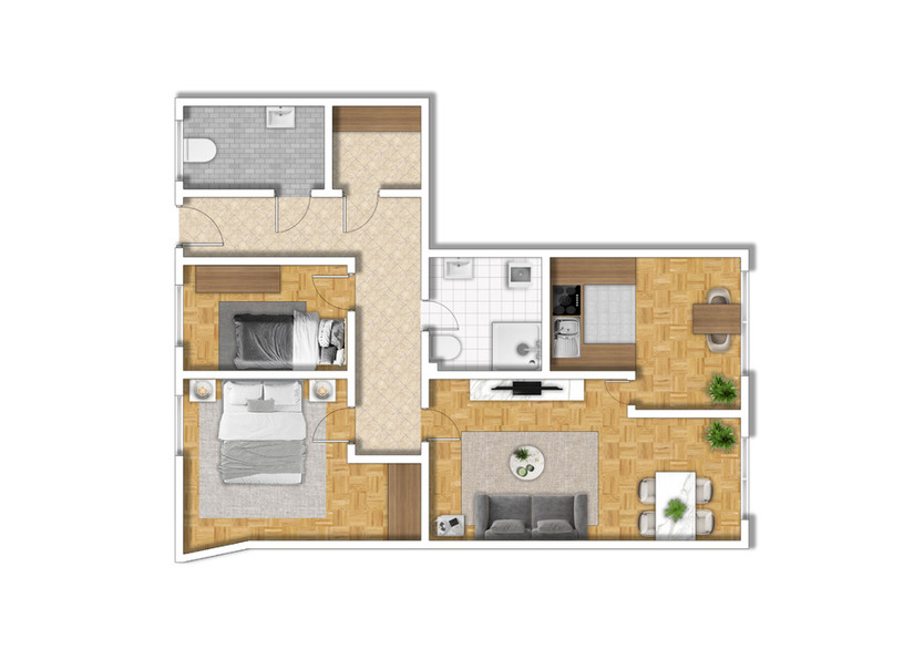 Zentrale 3-Zimmer-Wohnung mit Aufzug, Gäste WC, TG - Rent to Rent