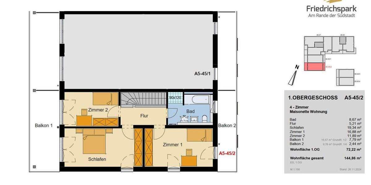 Etagenwohnung Villingen-Schwenningen Villingen - 5 Zimmer, 144 m&sup2;, 820.050&euro; | Angebot:25701431